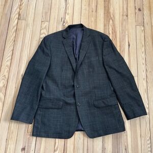 Michael Kors Mens 42R Blazer Sport Coat Charcoal Gray Glen Plaid 2 Button Jacket